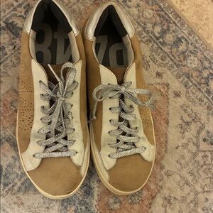 Casual Tan and Cream Lace-Up Sneakers